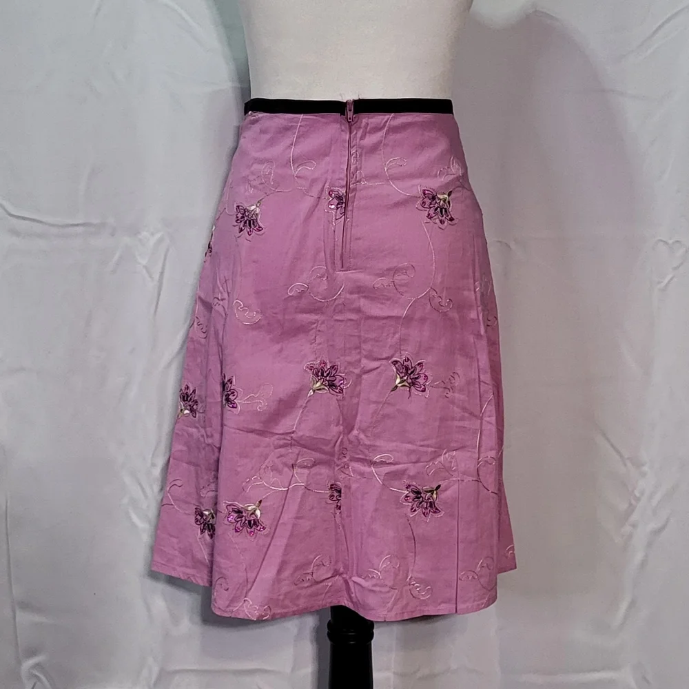 Trixxi Junior's Vintage Lavender Floral Embroidered Midi A-Line Skirt Size 3 🐈 - Picture 10 of 12